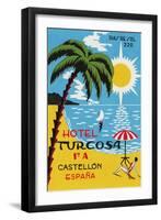 Luggage Label Advertising the Spanish Hotel Turcosa, Printed C.1962-null-Framed Giclee Print