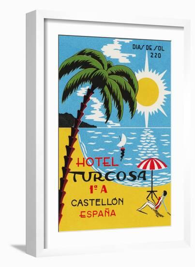 Luggage Label Advertising the Spanish Hotel Turcosa, Printed C.1962-null-Framed Giclee Print