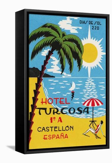 Luggage Label Advertising the Spanish Hotel Turcosa, Printed C.1962-null-Framed Stretched Canvas