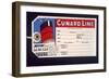 Luggage Ticket For the Cunard Line-null-Framed Giclee Print