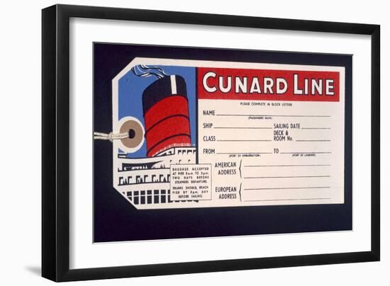 Luggage Ticket For the Cunard Line-null-Framed Giclee Print