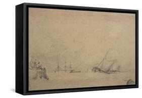 Lugger Making for the Mouth of a Harbour (Drawing)-Augustus Wall Callcott-Framed Stretched Canvas