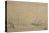 Lugger Making for the Mouth of a Harbour (Drawing)-Augustus Wall Callcott-Stretched Canvas