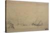 Lugger Making for the Mouth of a Harbour (Drawing)-Augustus Wall Callcott-Stretched Canvas