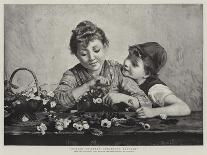 Italian Children Arranging Flowers-Luigi Bechi-Framed Giclee Print