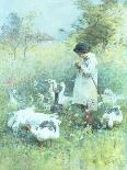 Tending the Geese-Luigi Chialiva-Stretched Canvas