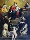 The Madonna of the Rosary with SS Dominic, Catherine, Mary Magdalene, and Joseph, 1732-Luigi Crespi-Mounted Giclee Print