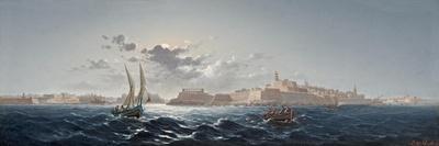St. Elmo, Valletta, Malta - Moonlight-Luigi Maria Galea-Framed Stretched Canvas