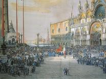 The Tricolour Flying over San Marco Piazza in Venice, 1848-Luigi Querena-Stretched Canvas