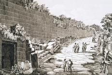 Etching of Tourists on Excavated Roman Road-Luigi Rossini-Giclee Print