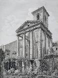 Etching of Temple of Hercules with Tourists and Gardens-Luigi Rossini-Giclee Print