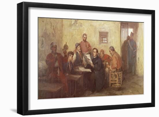 Luigi Settembrini Incarcerated on the Prison Island of Santo Stefano-Vincenzo Montefusco-Framed Giclee Print