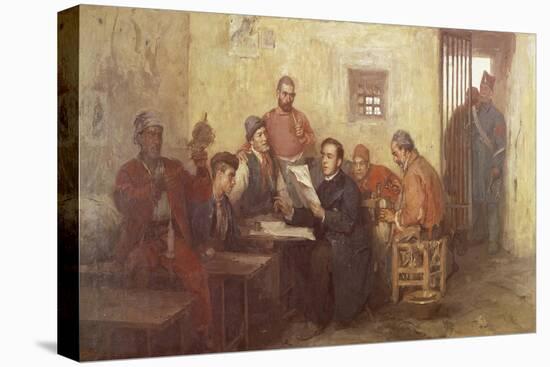 Luigi Settembrini Incarcerated on the Prison Island of Santo Stefano-Vincenzo Montefusco-Stretched Canvas