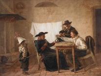 Card Players, 1870 (Oil on Canvas)-Luigi Zuccoli-Framed Stretched Canvas