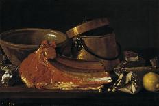 Bodegón con pichones, cesta de comida y cuencos, Late 18th century.-Luis Egidio Meléndez-Giclee Print