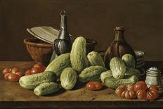 Still Life with Artichokes, Tomatoes in Landscape-Luis Egidio Melendez-Art Print