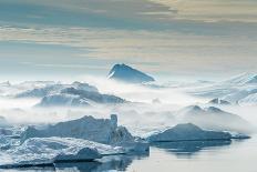 Huge Stranded Icebergs at the Mouth of the Icejord Near Ilulissat at Midnight, Greenland-Luis Leamus-Framed Photographic Print