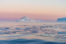 Huge Stranded Icebergs at the Mouth of the Icejord Near Ilulissat at Midnight, Greenland-Luis Leamus-Framed Photographic Print