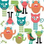 Adorable Abstract Monster Pattern-Luizavictorya72-Mounted Art Print