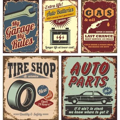 Vintage Car Metal Signs And Posters
