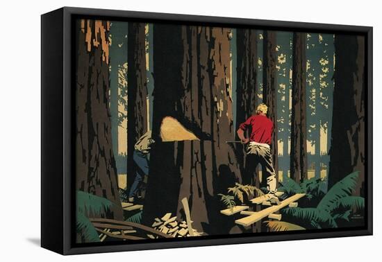 Lumberjacks, 1930-null-Framed Stretched Canvas