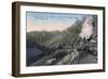 Lumberjacks Carrying Logs over Gulch by Cable - Fort Bragg, CA-Lantern Press-Framed Art Print