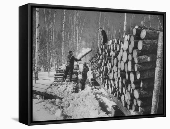 Lumbermen at Lumber Camp in Newfoundland-Carl Mydans-Framed Stretched Canvas