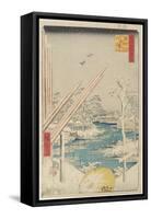 Lumberyard in Fukagawa, August 1856-Utagawa Hiroshige-Framed Stretched Canvas