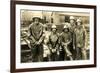 Lumberyard Workers in Rain Gear-null-Framed Art Print