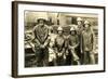 Lumberyard Workers in Rain Gear-null-Framed Art Print