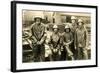 Lumberyard Workers in Rain Gear-null-Framed Art Print