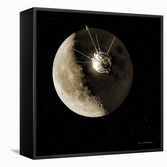 Luna 1 Spacecraft At the Moon, 1959-Detlev Van Ravenswaay-Framed Stretched Canvas