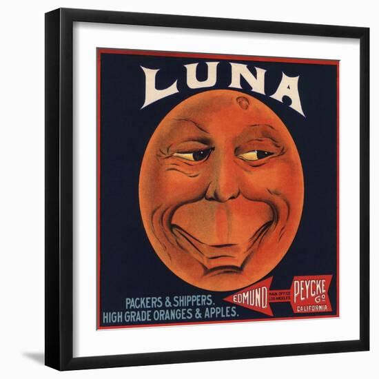 Luna Brand - Los Angeles, California - Citrus Crate Label-Lantern Press-Framed Art Print