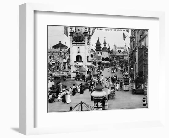 Luna Park and Rides at Coney Island, NY Photograph - Coney Island, NY-Lantern Press-Framed Art Print