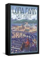 Luna Park Scene, Seattle, Washington-Lantern Press-Framed Stretched Canvas