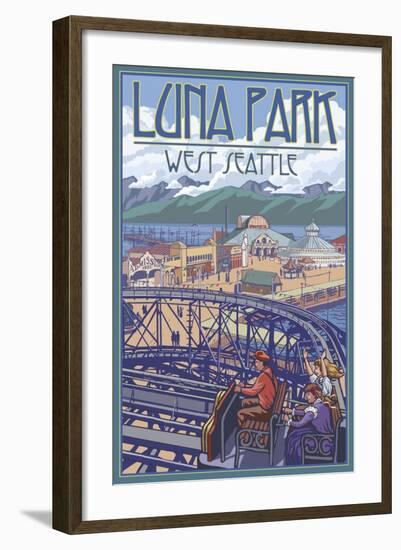 Luna Park Scene, Seattle, Washington-Lantern Press-Framed Art Print