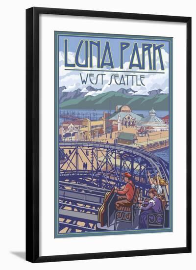 Luna Park Scene, Seattle, Washington-Lantern Press-Framed Art Print