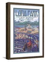 Luna Park Scene, Seattle, Washington-Lantern Press-Framed Art Print