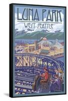 Luna Park Scene, Seattle, Washington-Lantern Press-Framed Stretched Canvas