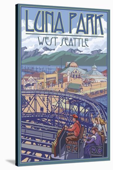 Luna Park Scene, Seattle, Washington-Lantern Press-Stretched Canvas