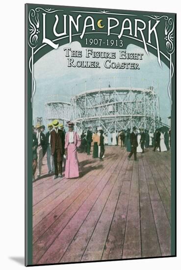 Luna Park - West Seattle, WA - Figure Eight Roller Coaster-Lantern Press-Mounted Art Print