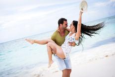 Young Woman in White Dress Jumping into a Idyllic Lake-Luna Vandoorne-Photographic Print