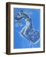 Luna (W/C, Bodycolour, Pencil and Silver Paint on Linen)-Edward Burne-Jones-Framed Giclee Print