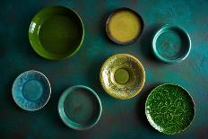 Ceramic Tableware Dishes Plates on Grungy-LUNAMARINA-Photographic Print