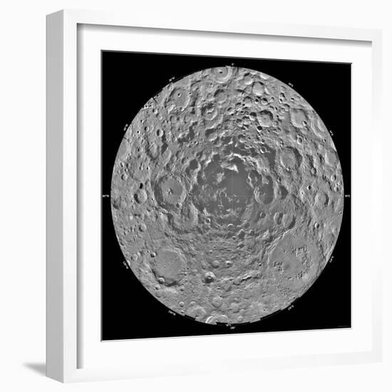 Lunar Mosaic of the South Polar Region of the Moon-Stocktrek Images-Framed Photographic Print