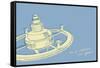 Lunastrella Space Station-John W Golden-Framed Stretched Canvas