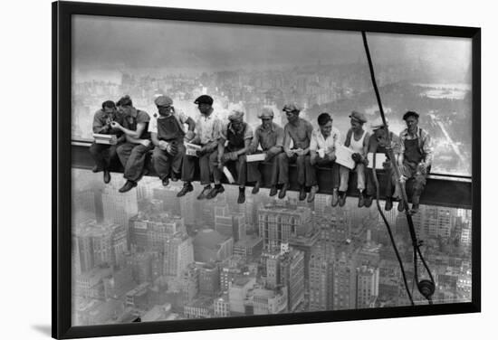 Lunch Atop a Skyscraper, c.1932-Charles C^ Ebbets-Lamina Framed Poster