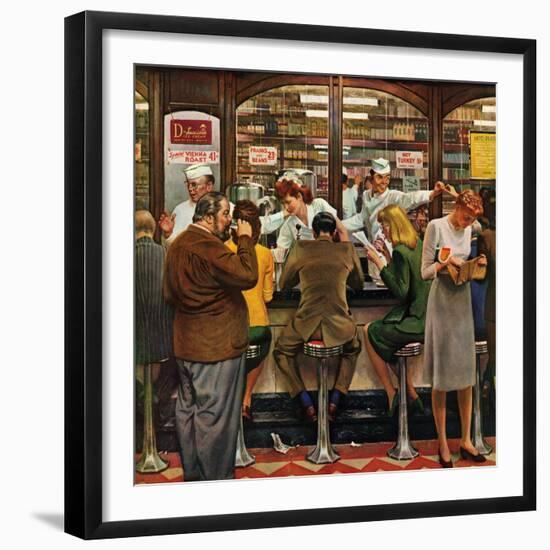 "Lunch Counter," October 12, 1946-John Falter-Framed Giclee Print