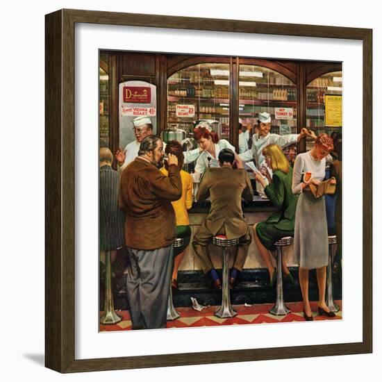 "Lunch Counter," October 12, 1946-John Falter-Framed Giclee Print