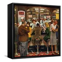 "Lunch Counter," October 12, 1946-John Falter-Framed Stretched Canvas